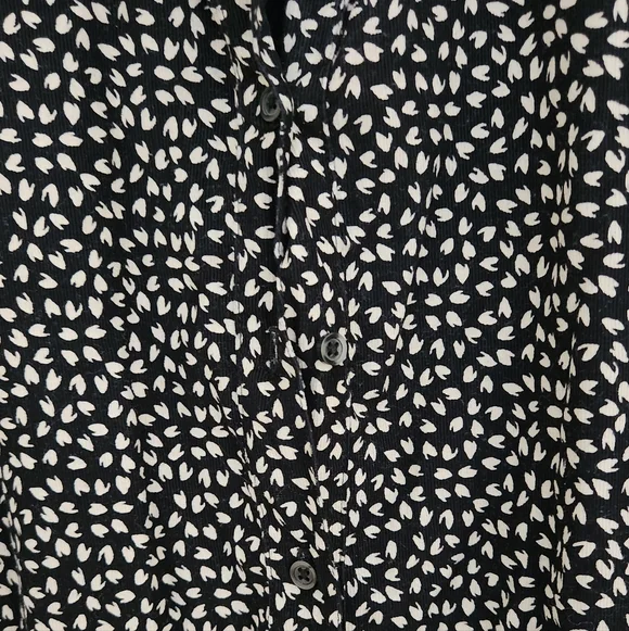 The GREAT. venetian corduroy black long Sleeve Leaf Print boho cottage M - Picture 12 of 13